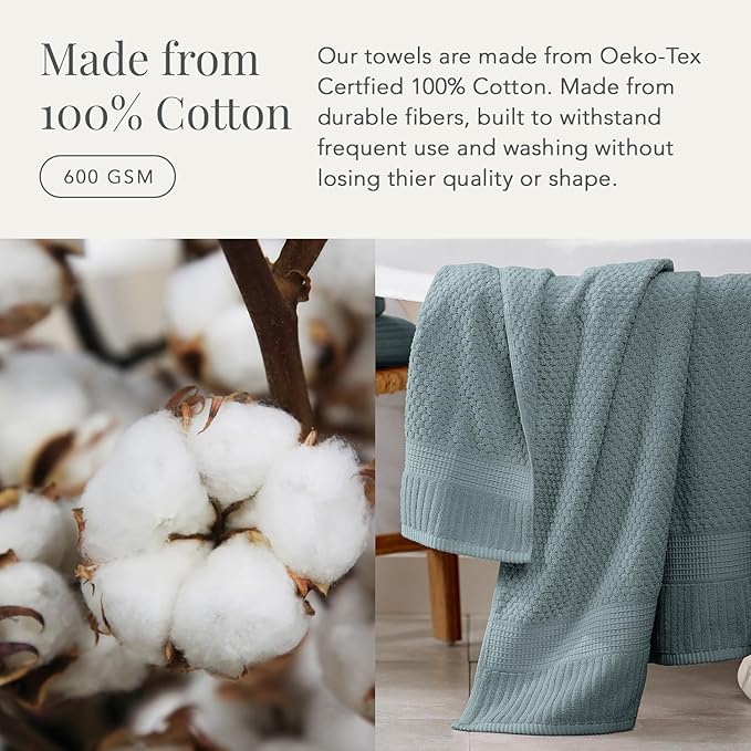 NY Loft 100% Cotton Bath Towel 4 Pack | Super Soft & Absorbent Quick-Dry Bath