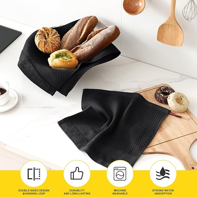 Homaxy Kitchen Towels and Dishcloths Set, 12 x 12 and 13 x 28 Inches, Super