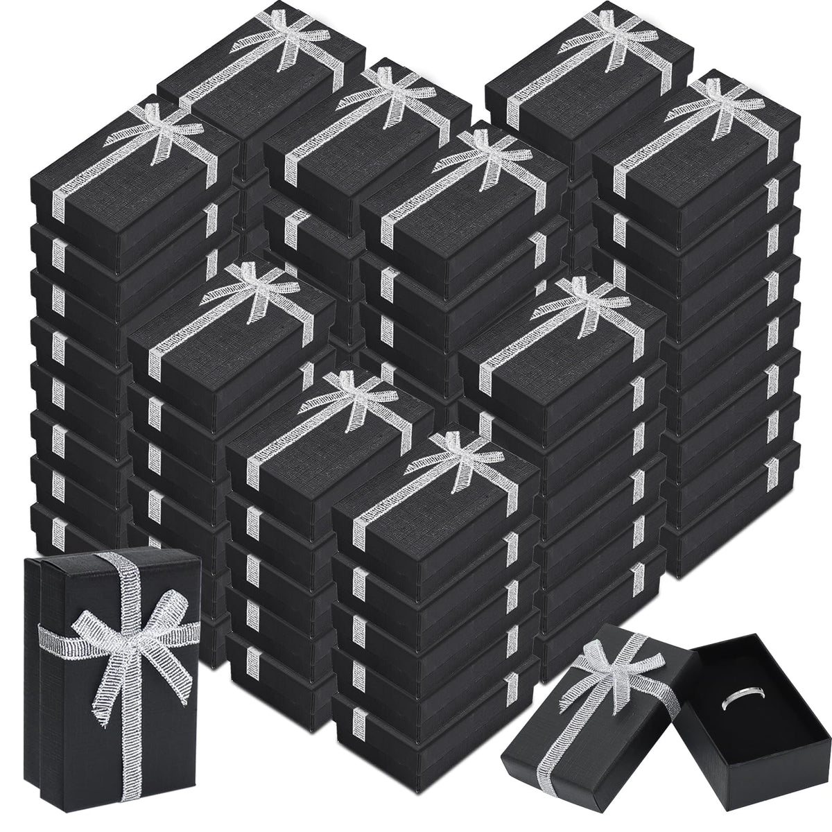 KisSealed 72 Pcs Jewelry Gift Boxes Bulk,Cardboard Jewelry Boxes 3.2 x 2.0 x 1.2 Inches,Foam Filled Small Gift Wrap Box for Rings Necklaces Earrings Bracelets,for Anniversaries,Weddings,Birthdays