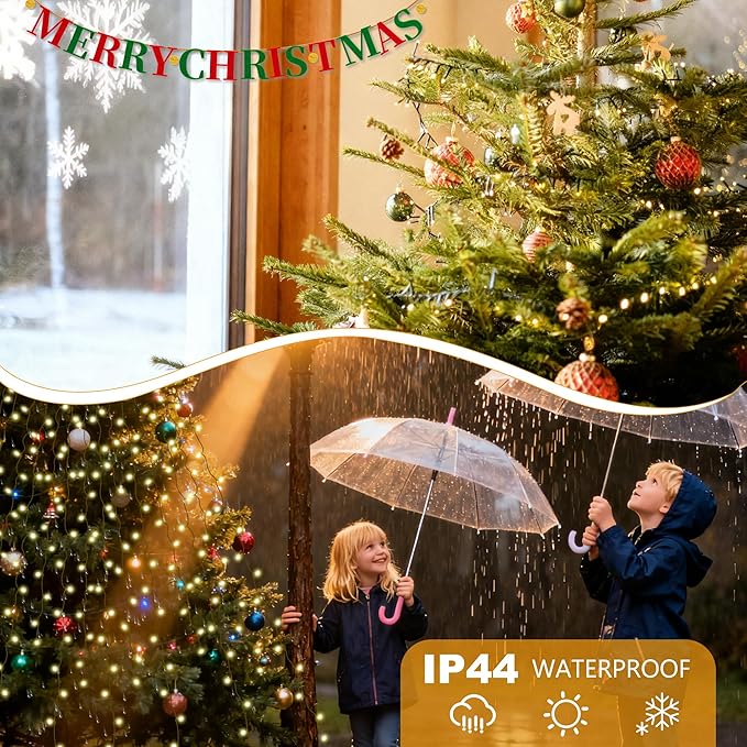 Christmas Tree Lights - 400 LEDs 6.6FT x 16 String Lights with Memory Function & 8 Modes, Fairy Lights with Remote Control & Timer for Christmas Tree Decorations - Warm White