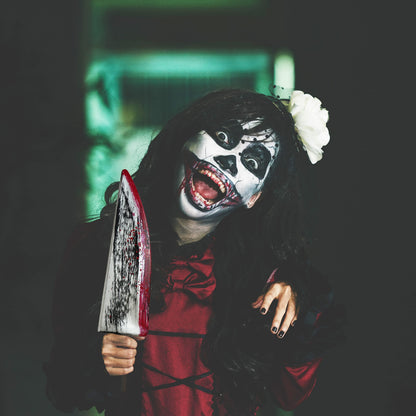 4E's Novelty 16 Inch Large Fake Knife Prop, Plastic Halloween Prop Knife Toy for Costume Accessories Such As Scary Clown, for Kids & Adults