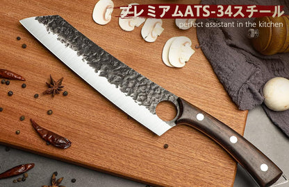 DRGSKL Serbian Chef Knife Set - 10 PCS Hand Forged Butcher Knife Set with Bag - High Carbon Steel Kitchen Knives - Meat Cleaver Viking Boning Knives for Brisket Trimming - Gifts for Mom