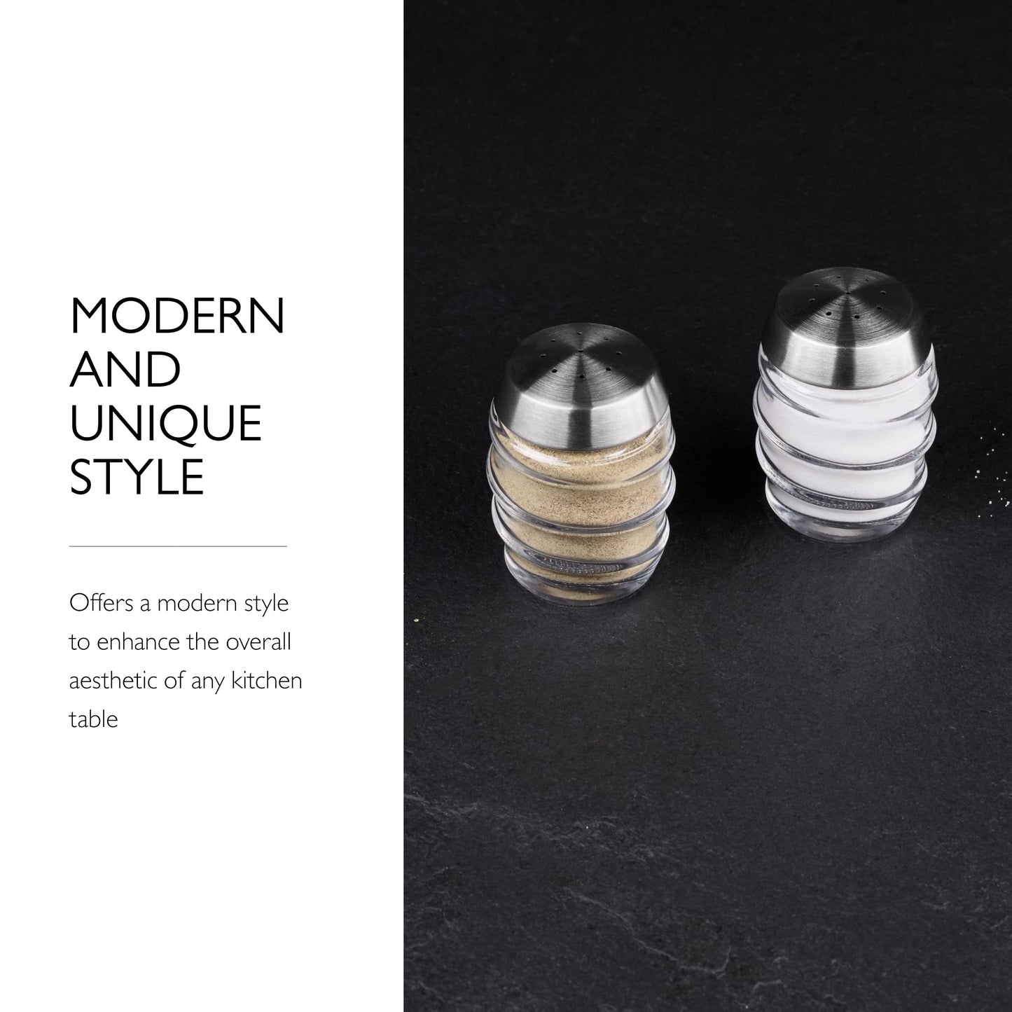 Cole & Mason Bray Salt & Pepper Shaker Set - Wide Neck Salt and Pepper Shakers - Inverted Shaker Set - Partially Filled Spice Tools - Hand Wash Kitchen Tools - Clear