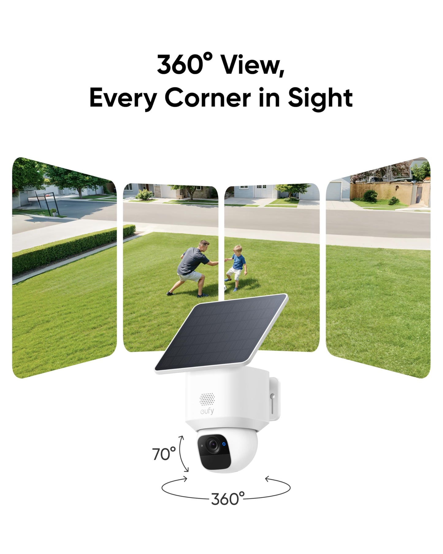 eufy Security SoloCam E30, 4-Cam Pack Kit, Security Cameras Wireless Outdoor, Solar Camera Outdoor Wireless, 360° Pan, AI Tracking, 2K Clarity, No Monthly Fee, Built-in Local Storage (Up to 16TB)