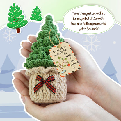 OASSIE Christmas Tree Gifts for Women Men - Emotional Support Crochet Christmas Tree with Card - Stocking Stuffers for Xmas Party Decorations Home Decor, Small Gifts for Mom Grandma Friends Family