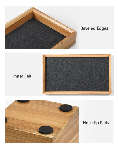 HULISEN Wooden Desk Organizer Tray with Pen Holder, Non-Slip Desk Tray and Pencil Holder Set with Felt Lined, Desktop Accessories for Home Office Workspace Organization