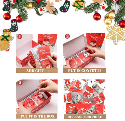 Surprise Gift Box Explosion for Money,Unique Folding Bouncing Gift Box, Christmas Surprise Box Explosion,Pop-Up Luxury Cash Box for Christmas Birthday Anniversary (12 Bounces)