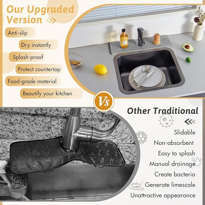 Diatomite Sink Faucet Splash Guard U Shape, Mordern Faucet Handle Drip Catcher