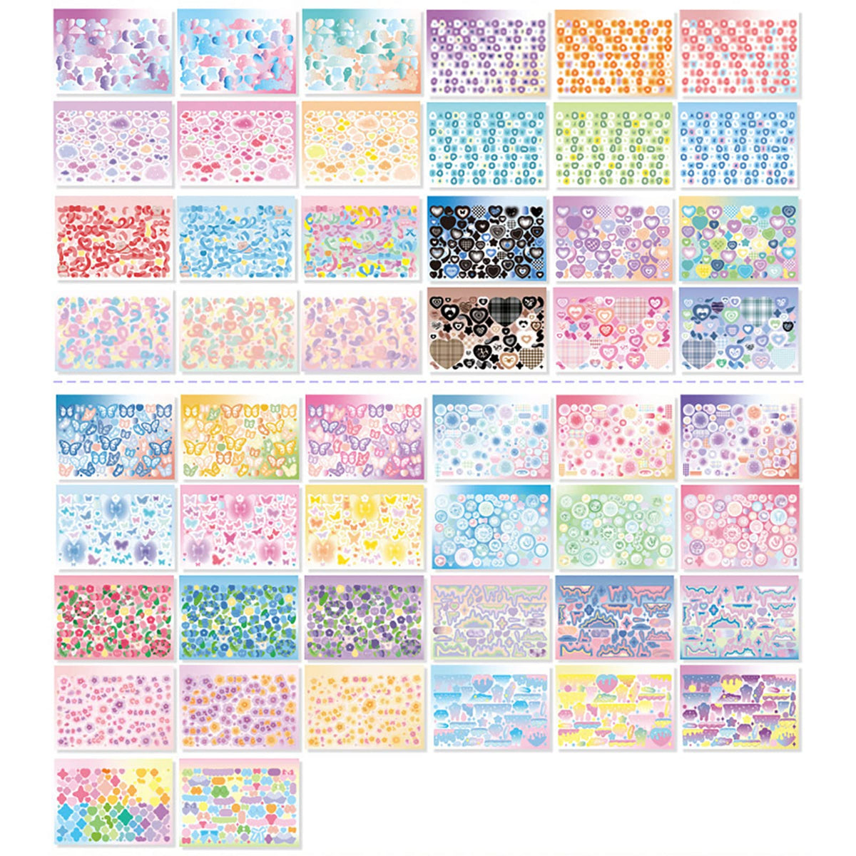 Doraking 50 Sheets Sticker Book, Self Adhesive Laser Love Cute Stickers for Arts Craft Greeting Cards Scrapbook Home Decoration DIY Deco Stickers(B)