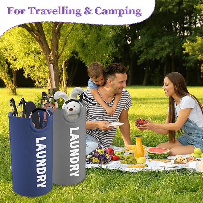 2Pack 95L Big Clothes Hamper for Family, Collapsible Laundry Baskets