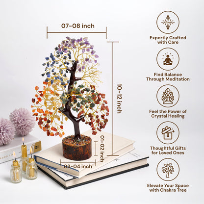 7 Chakra Tree of Life - Crystal Tree for Positive Energy - Healing Crystals and Stones - Birthday Gifts for Women, Home Office Decor -10-12"