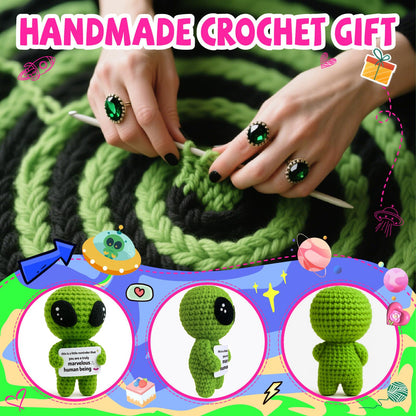 Galentines Day Positive Appreciation Gifts for Women Men Friends - Valentine's Emotional Positive Support Funny Gag Crochet Alien Plush Pickle Birthday for Her Him Stuffers Offcie Decoration