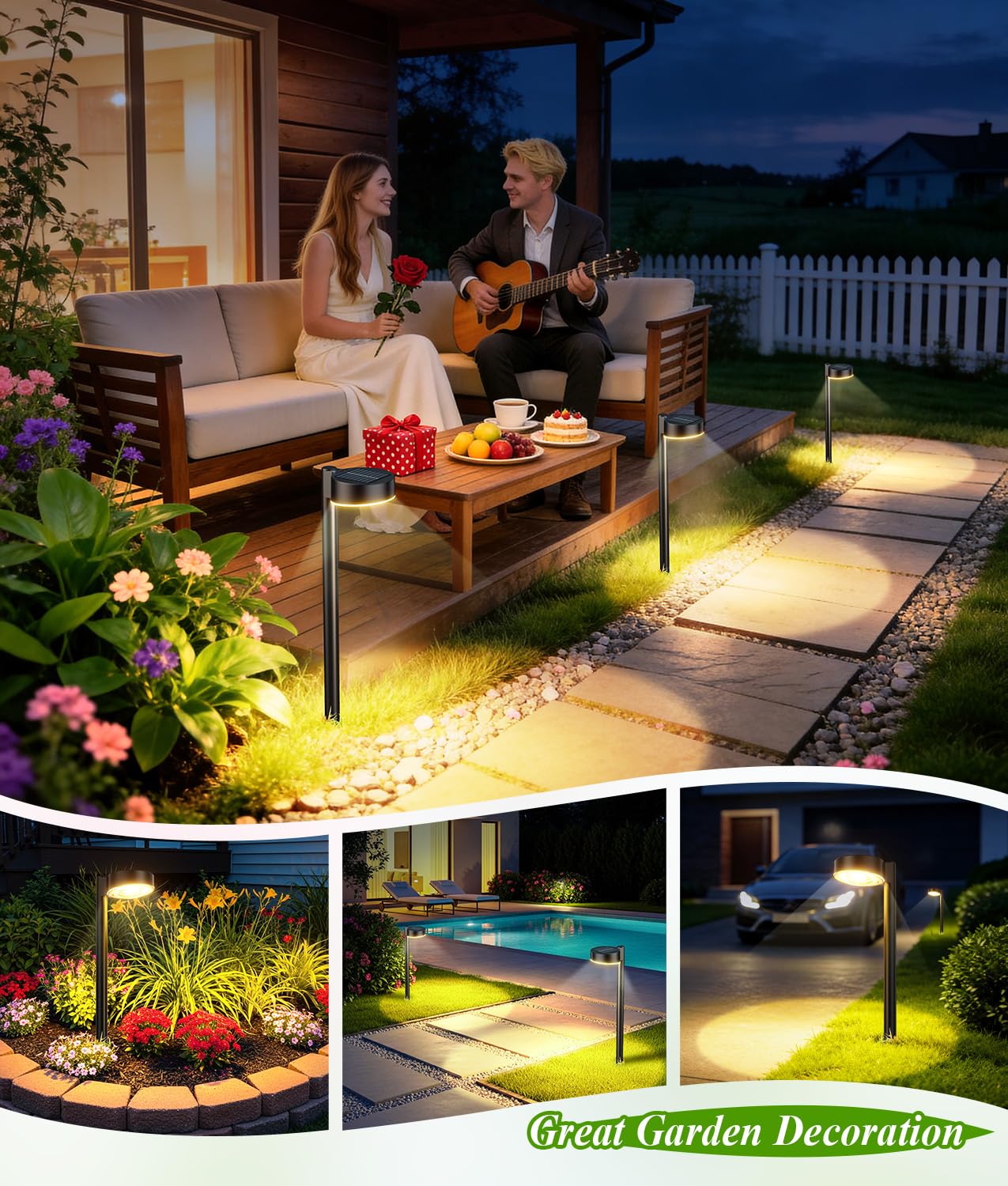 ELECLINK 12 Pack Solar Pathway Lights Outdoor, Solar Powered Landscape Path Light with Bigger LED Lens, Brighter Up to 12 Hrs Waterproof Outdoor Solar Light for Yard Garden Walkway Driveway Sidewalk