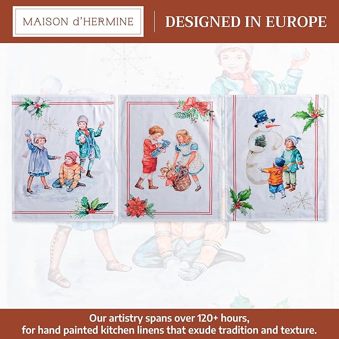 Maison d' Hermine Kitchen Towels Set of 3 100% Cotton 20" x 27.5" Reusable