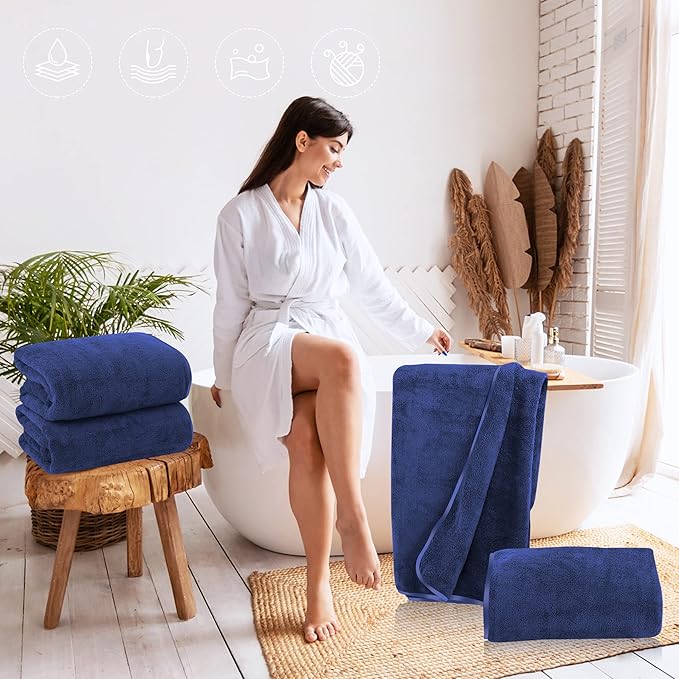TENSTARS Silk Hemming Bath Towels