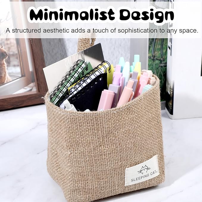 Small Cotton and Linen Hanging Storage Basket