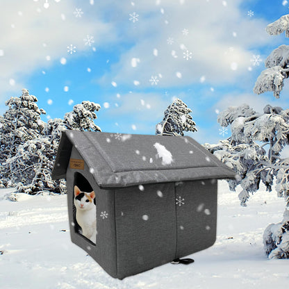 Vinnypet Cat House for Outdoors Waterproof Weatherproof Cat Cave Pet Shelter with Plush Cushion for Feral Cats/Dogs 35x30x35cm