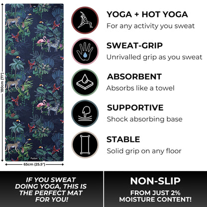 Plyopic. All In One Yoga Mat | Luxury Sweat-Grip Mat/Towel Combo | Ideal for Yoga, Hot Yoga, Bikram, Pilates, Workout & Exercise | Eco-Friendly Natural Rubber