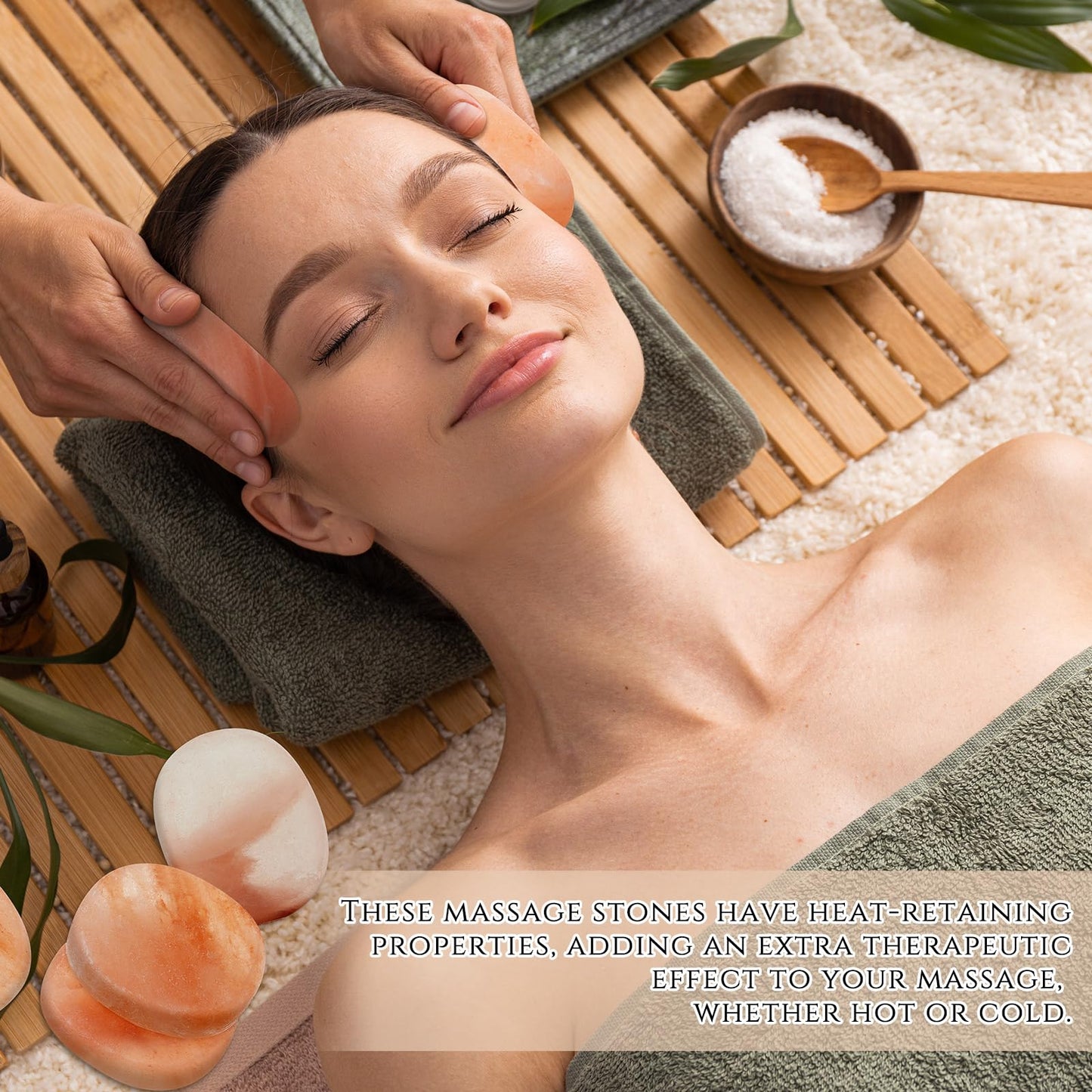Swiffen 14 Pcs Flat Oval Massage Stone 3.5 x 1 x 2.6 Crystal Hand Carved Stone for Massages Therapy Himalayan Salt Massages Rocks Natural Pink Heated Warmer Stones for Spa Massage Salt and Sugar