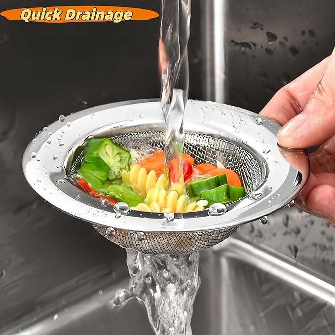 2PCS Kitchen Sink Drain Strainer, Stainless Steel Mesh Sink Strainer, Kitchen
