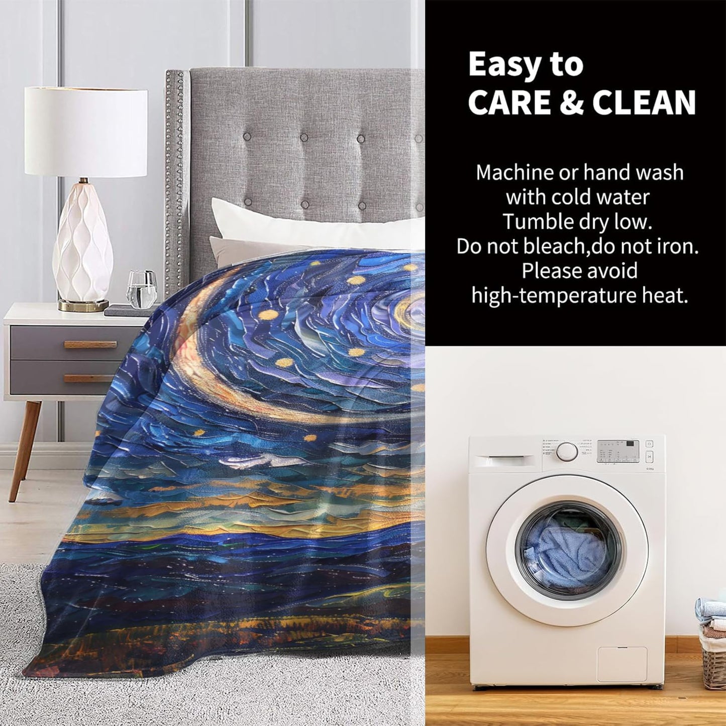 Celestial Sun and Moon Throw Blanket for Girls Boys Kids Adults, 50x60 in, Cozy Flannel Blanket for Bedroom, Camping, Couch, Room Decor, Fuzzy Warm Soft Gifts