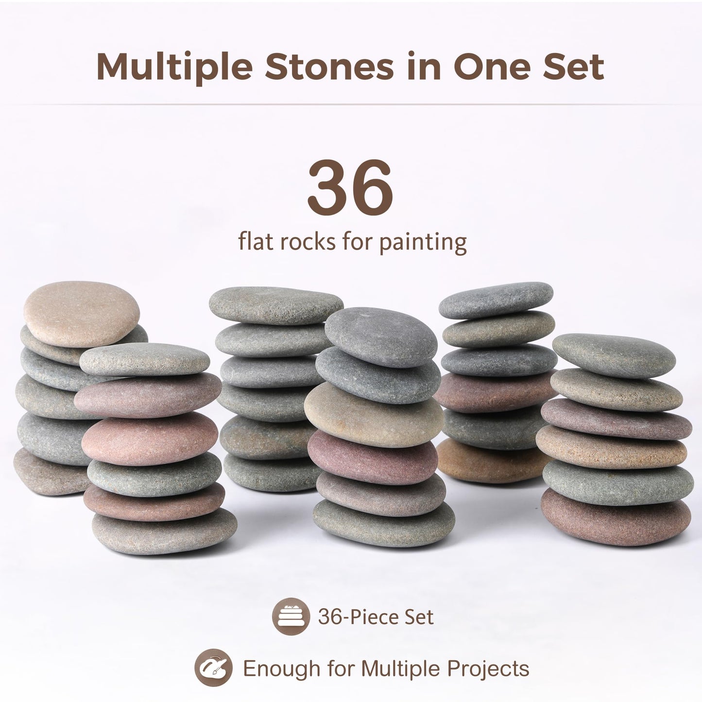 ROCART 12 PCS Large 3.30-4.10" Smooth Natural River Rocks for Painting, Flat Painting Rocks & Craft Stones for Arts, DIY Projects & Creative Studios
