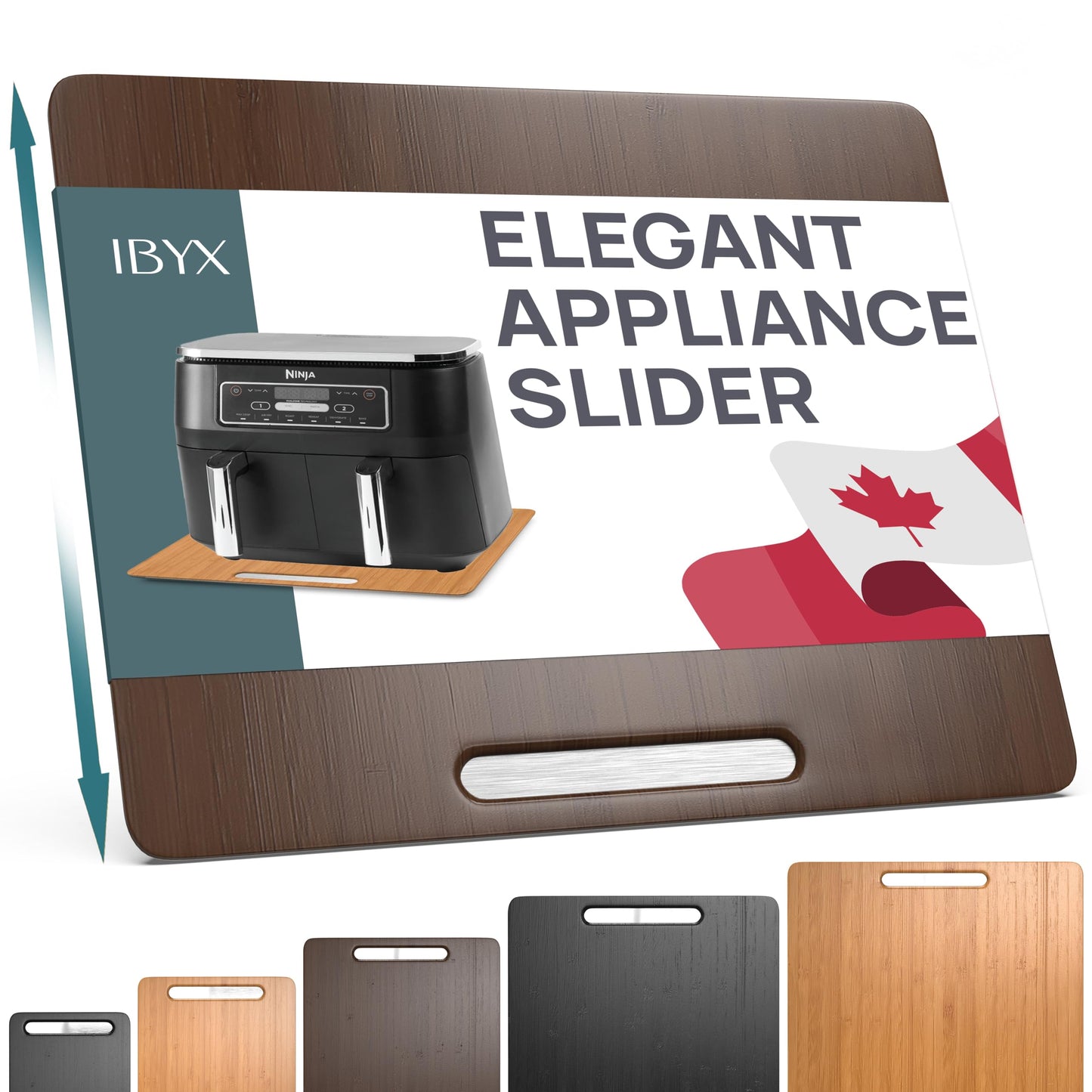 Ibyx Elegant Round Sliding Tray for Your Pressure Cooker, Air Fryer & Heavy Kitchen Appliances - Sturdy, Slides Easily from Under The Cabinet (Natural, 13”)
