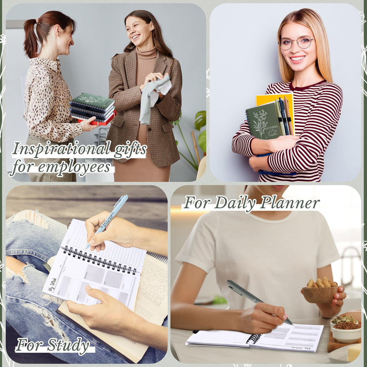 Dispowreath 10 Sets Inspirational Notepads and Pens Motivational Journal Bulk Employee Appreciation Gifts for Teacher Coworker Team Nurse Staff Office Supplies