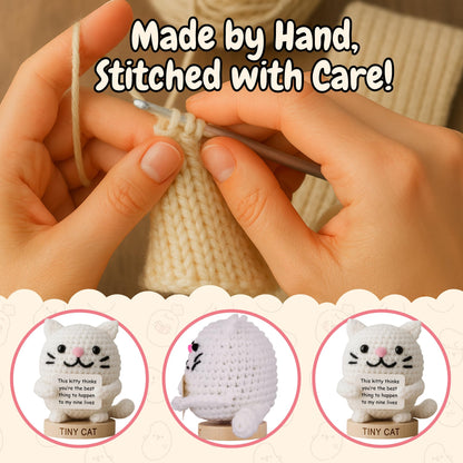 Cat Gifts for Women - Positive Crochet Animal with 30 Cute Signs | Cat Mom Gift for Women for Birthday, Mothers Day | Funny Fur Mama Present Ideas for Cats Lady | Present Idea for Friends, Coworkers