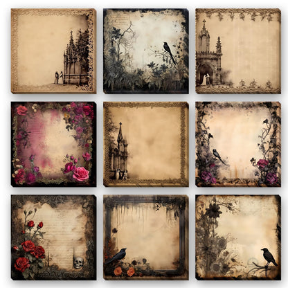 9 Pieces Gothic Style Sticky Notes Self-Adhesive Gothic Style Design Note Pads Gothic Style Sticky Memo Notes for School Office Home Supplies Students Teachers Gift