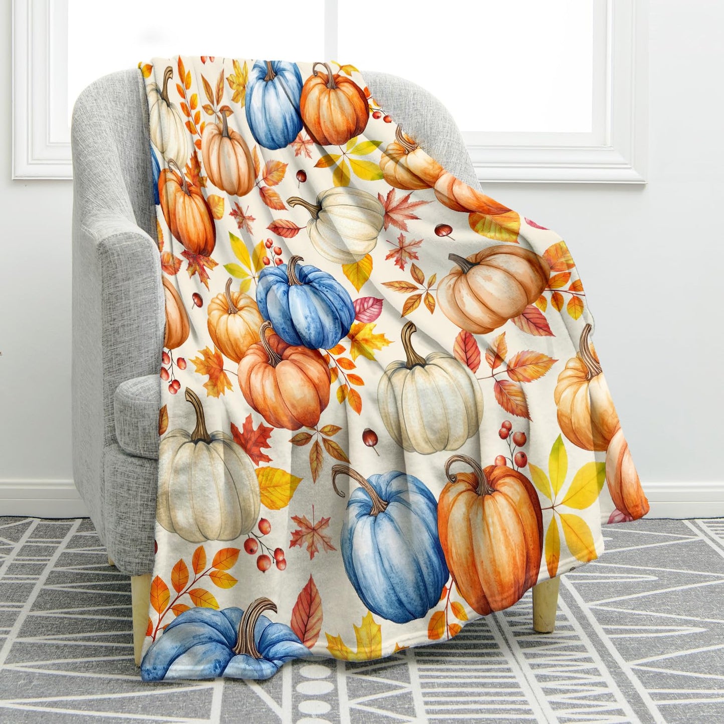 Jekeno Pumpkin Halloween Blanket Gifts for Women Kids Girls Boys Mom Wife Men Thanksgiving Autumn Harvest Home Bedroom Living Room Bed Sofa Decor Plush Throw 50"x60"