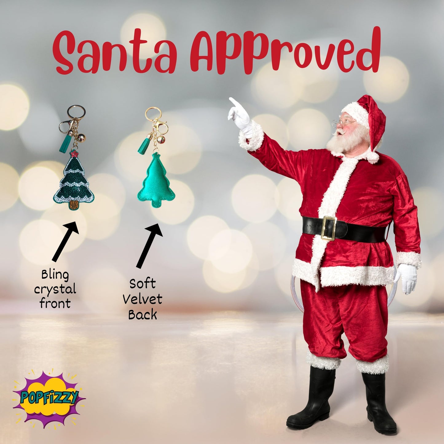 Popfizzy Bling Christmas Tree Keychain - Christmas Gifts for Women & Girls, Stocking Stuffers, Party Favors