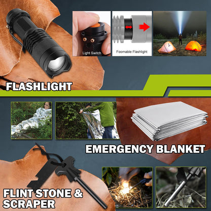 Survival Kit 17 in 1, Survival Gear and Supplies for Adult Teen Men, Survival Case, 2025 Xmas Holiday Surprise Gift for Fishing Hunting Camping Outdoor Adventure Gifts for Men Christmas