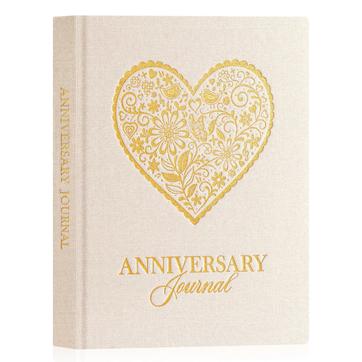 Lanpn Wedding Anniversary Journal Book, Linen Dating 1st to 70th Couple Memory Book Wedding Scrapbook, 190 Pages Love Stories Notebook Newlywed Marriage Anniversary Bridal Shower Gift, Beige