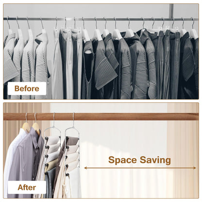 Cycleacc Pants Hangers Space Saving, 2 Pack Anti-Slip Space Saving Hangers, 5 Layer Swing Arm Pants Hanger Stainless Steel with Non-Slip Padding, Closet Organizers & Storage for Pants Trousers Jeans