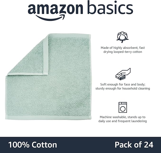Amazon Basics Cotton Washcloths