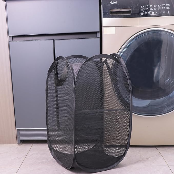 Foldable Mesh Popup Laundry Hamper, Laundry Basket Easy to Open and Fold