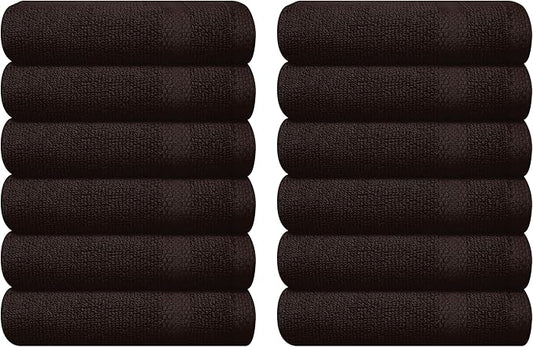 GLAMBURG Ultra Soft 12-Piece Washcloths Set 13x13-100% Ringspun Cotton