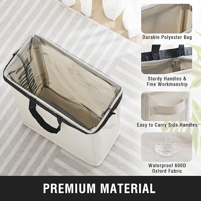 Slim Laundry Hamper with Removable Inner Bag and Side Handles, 45L Small