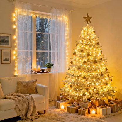 JMEXSUSS 200 LED Christmas Lights Indoor Outdoor, Connectable Warm White Christmas Tree Lights Clear Wire, 66 Ft Twinkle Fairy String Light Plug in for Bedroom Wedding Xmas Tree Decorations
