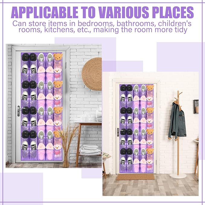 Windyun 40 Large over the Door Hanging Shoe Organizer Purple Mesh Pockets Shoe