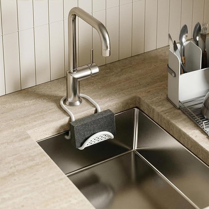 Umbra Sling Kitchen Sink Caddy Sponge Holder, Hangs Over Faucet or Divider