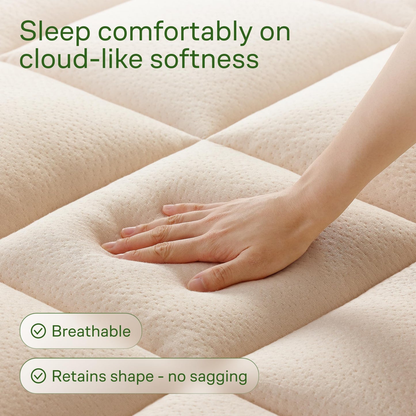 Niagara Sleep Solution Ultra Soft Queen Size Mattress Topper - Rayon Derived from Bamboo Pillow Top Mattress Pad for Back Pain Relief - Naturally Cooling for Hot Sleepers, Beige