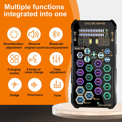 Small Handheld Sound Card Set for Podacsting, Broadcasting, Living, Singing, Recording, Gaming with Families, Friends, Gift,YouTube, TikTok