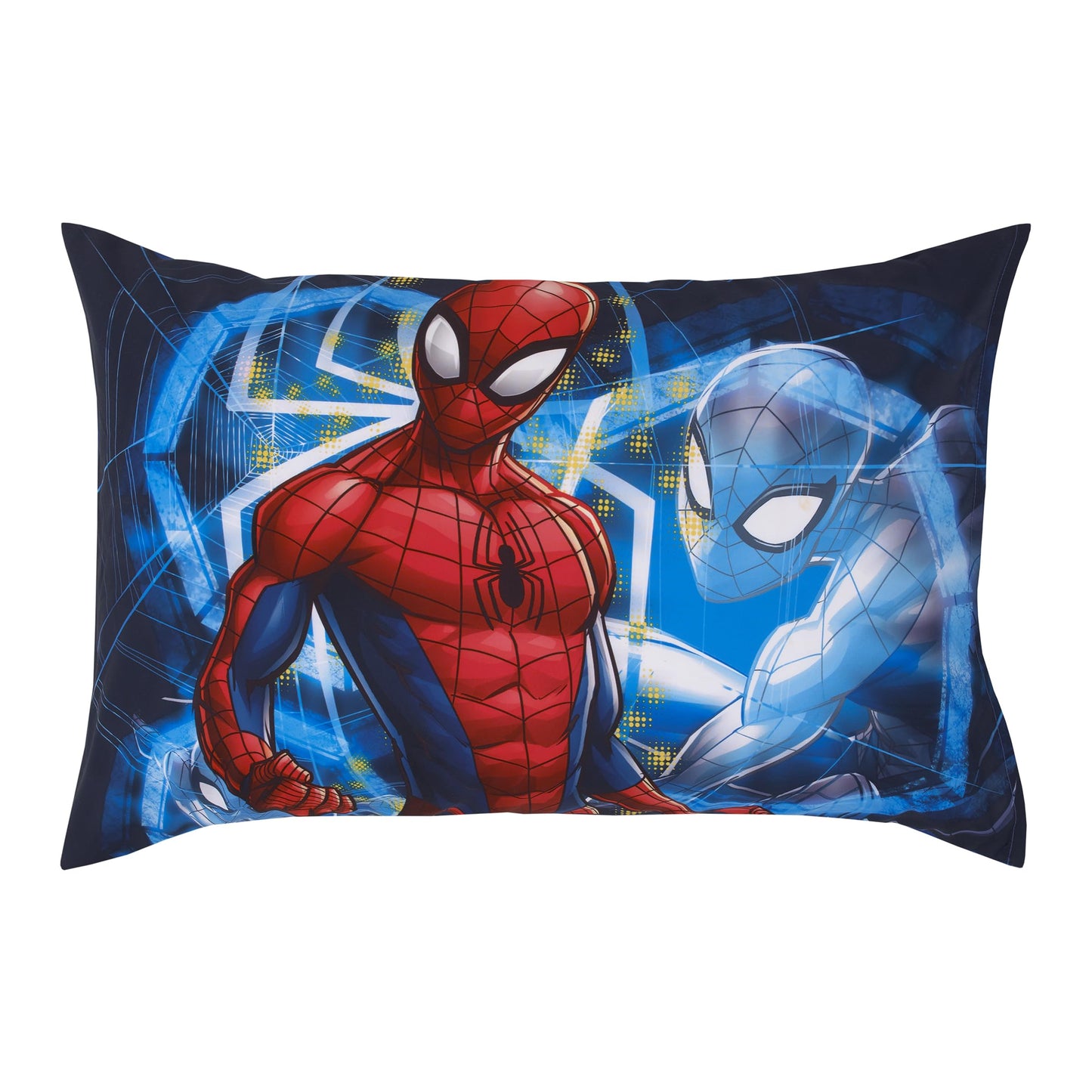 NoJo Marvel Spiderman to The Rescue Red, White, and Blue 4 Piece Toddler Bed Set - Comforter, Fitted Bottom Sheet, Flat Top Sheet, and Reversible Pillowcase