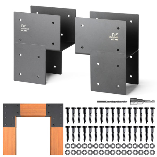 Aecxm 6"x6" (Actual 5.5"x5.5") Heavy Duty End Post Caps Tie Brackets for Wood, Deck Post to Beam Connector Bracket Stainless Steel 4Pack