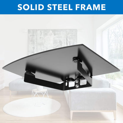 Mount-It! Floating Wall Shelf – Tempered Glass Media Shelf for Cable Box, DVD Player, Gaming Consoles (PS5, Xbox, Roku), Projector – Wall-Mounted w/Steel Frame, Cable Management, 22 lb Capacity