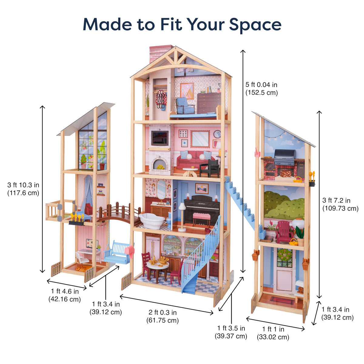 KidKraft Kraft Your Way™ Magnolia Mansion DIY Wooden Dollhouse; 71 Pieces