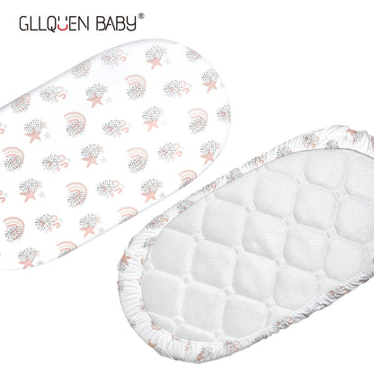 GLLQUEN BABY 4Pack Moses Basket Fitted Sheets, Newborn Pram Sheets Fitted, 100% Microfiber Oeko-tex100 Cozy and Breathable Crib Baby Bassinet Sheets for Boy and Girl, Easy Care Soft Fitted Sheet