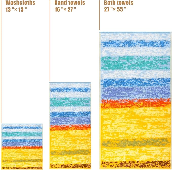 SEMAXE 18-Pack Bath Towel Set Include 6 Bath Towels, 6 Hand Towels, 6 Wash